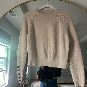 Sezane Cream Sweater with Button Accents